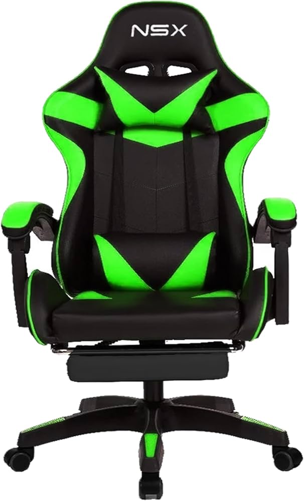 Cadeira Gamer Giratória Nsx Reclinável Estofado Cores Couro (VERDE